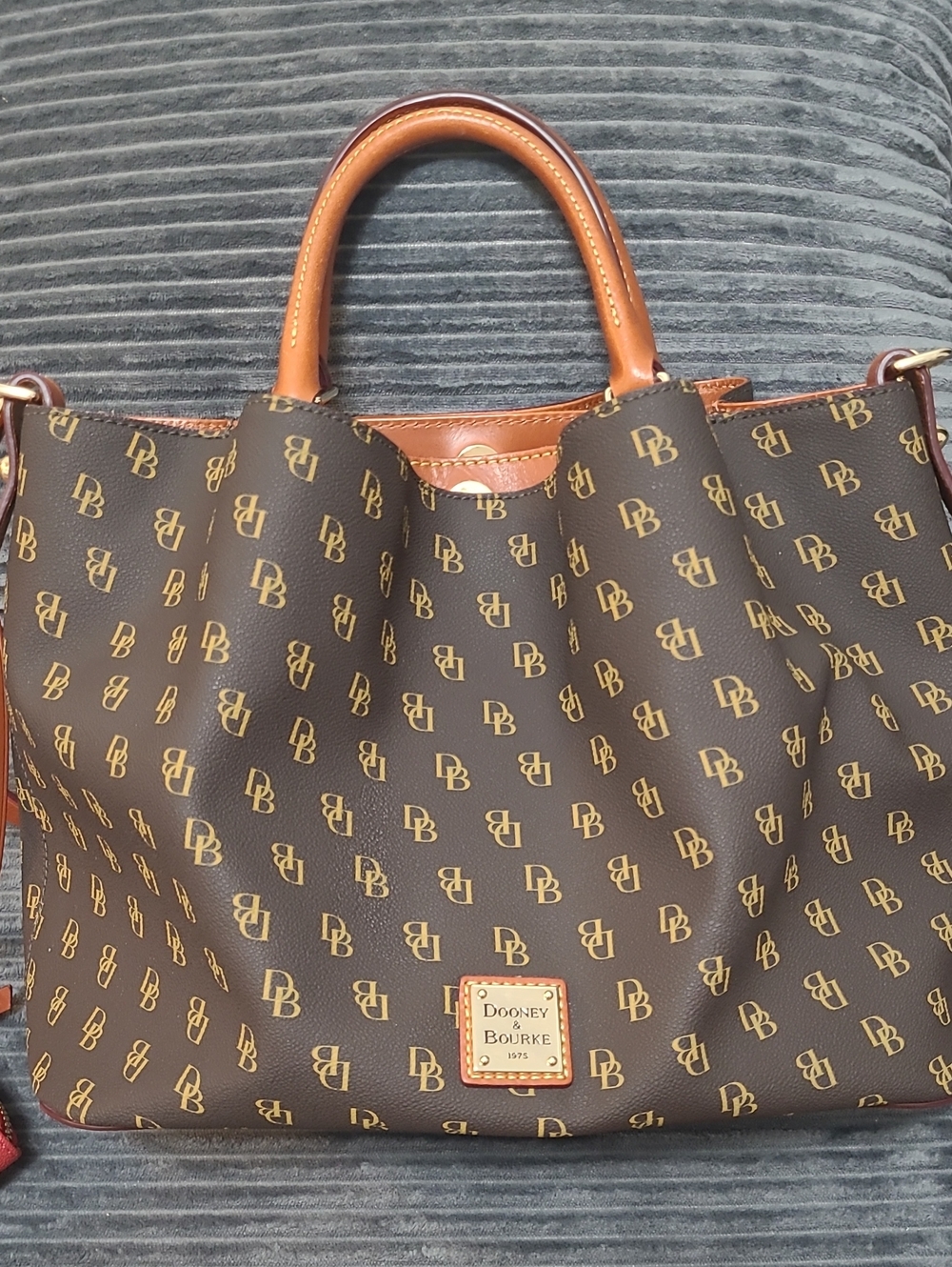 Dooney & Bourke Brown Tote with Tan Leather Handles And Matching Wallet